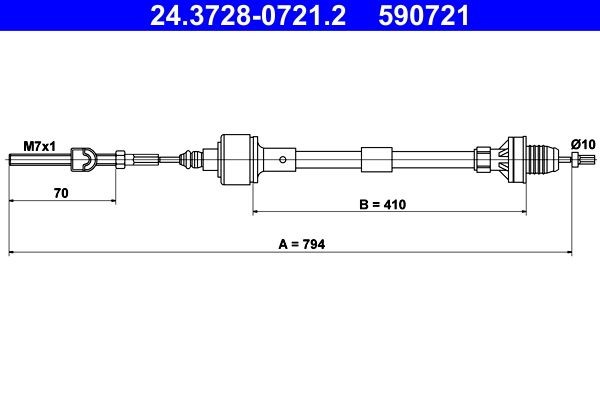 Image of ATE 24.3728-0721.2 Clutch Cable