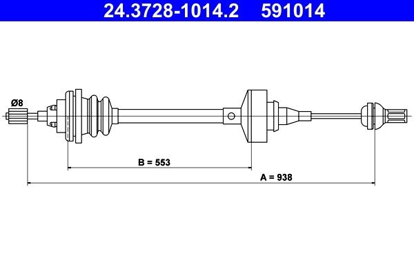 Image of ATE 24.3728-1014.2 Clutch Cable