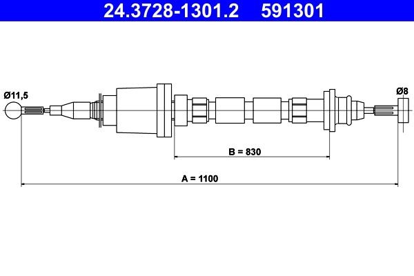 Image of ATE 24.3728-1301.2 Clutch Cable