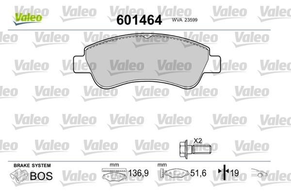 VALEO 601464 Brake pad set 4253.38