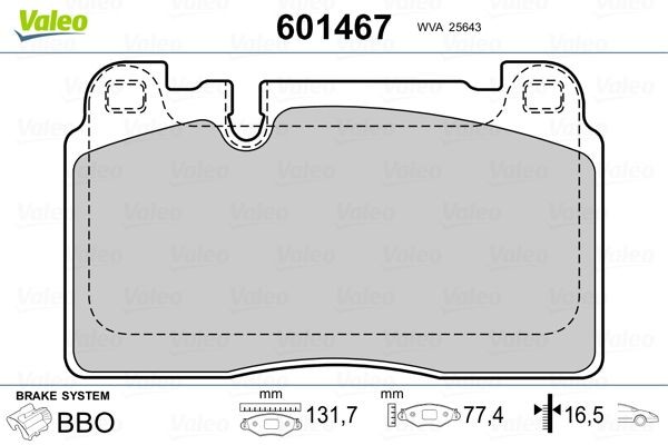 Audi A8 Brake pad 10006192 VALEO 601467 online buy