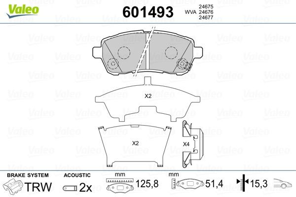 Original VALEO Brake pad kit 601493 for DAIHATSU APPLAUSE