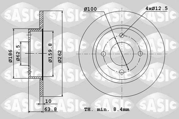 SASIC Assale posteriore, 262x10mm, 4x62,5, pieno Ø: 262mm, N° fori: 4, Spessore disco freno: 10mm Dischi freno 6106217 acquisto online