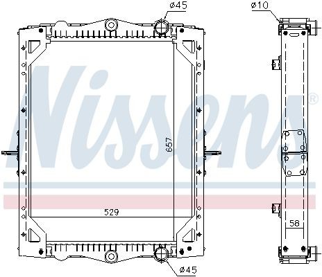 NISSENS Aluminium, 657 x 529 x 58 mm, with frame, Brazed cooling fins Radiator 61452 buy