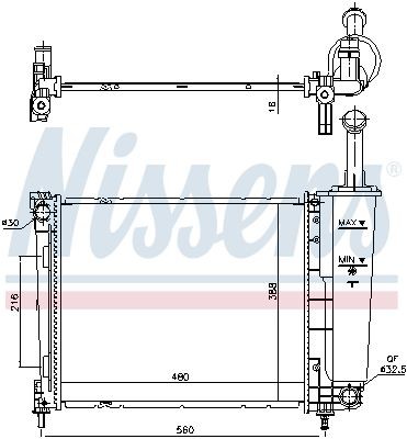 617873 Radiator 617873 NISSENS Aluminium, 480 x 388 x 16 mm, with gaskets/seals, without expansion tank, without frame, Brazed cooling fins