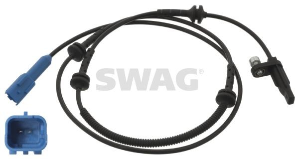 62 94 6261 SWAG Wheel speed sensor CITROËN Front Axle Left, Front Axle Right, with screw, 1300mm, blue