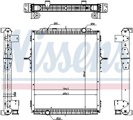 NISSENS Aluminium, 810 x 699 x 48 mm, with frame, Brazed cooling fins Radiator 637878 buy