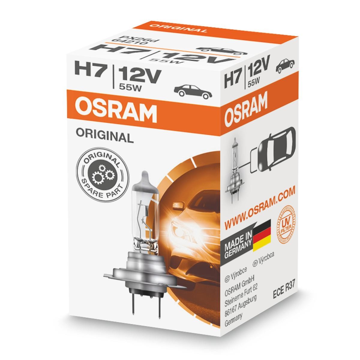 H7 OSRAM ORIGINAL LINE H7 12V 55W PX26d, 3200K, Halogen High beam bulb 64210L buy