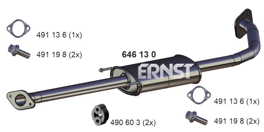 646130 ERNST Centre silencer HYUNDAI Length: 1565mm