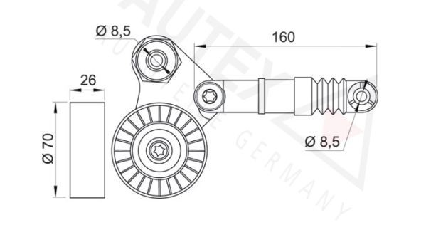 AUTEX Tensioner Lever, v-ribbed belt 654267 for Fiat Croma 194