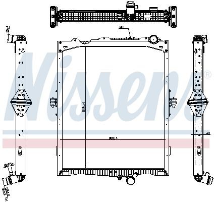 376906321 NISSENS Aluminium, 1015 x 880 x 48 mm, with frame, Brazed cooling fins Radiator 65479 buy