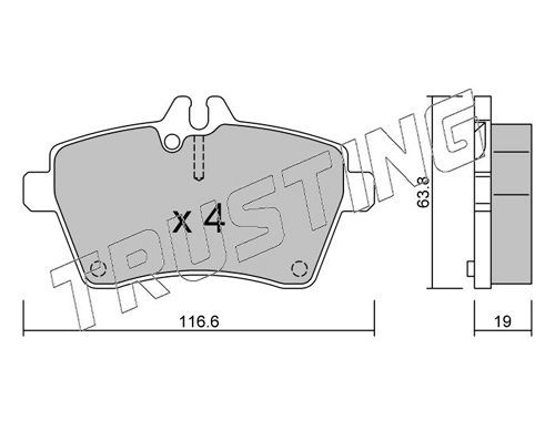 24077 TRUSTING prepared for wear indicator Thickness 1: 19,0mm Brake pads 662.0 buy
