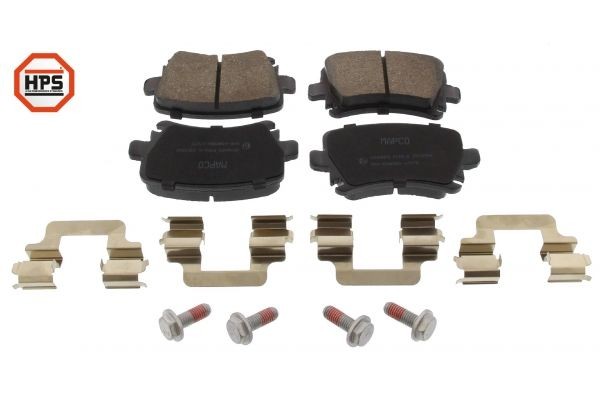 6696HPS MAPCO Brake pad set AUDI Rear Axle, excl. wear warning contact, with brake caliper screws, with accessories