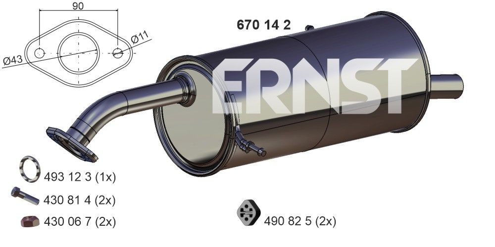 ERNST Length: 900mm Length: 900mm Muffler 670142 buy