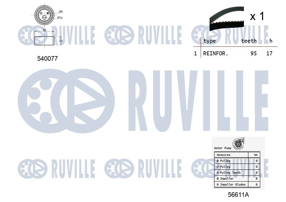 67111 RUVILLE Water pumps IVECO without belt pulley