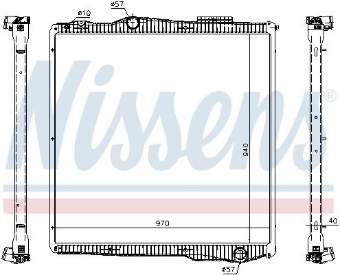 376906301 NISSENS Aluminium, 940 x 970 x 40 mm, with frame, Brazed cooling fins Radiator 67291 buy