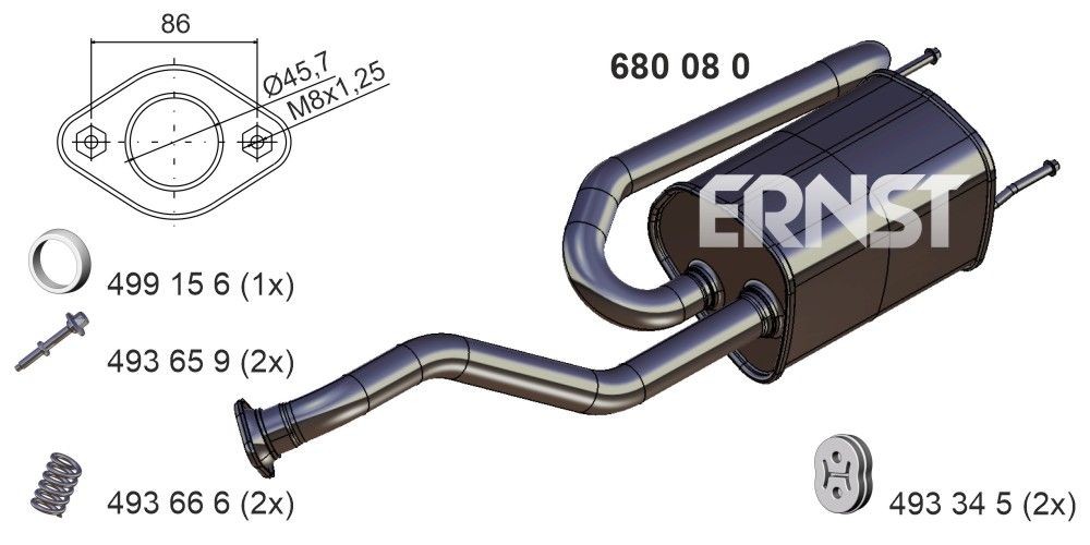 ERNST Length: 970mm Length: 970mm Muffler 680080 buy