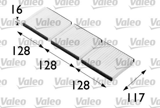 VALEO Particulate Filter, 128 mm x 117 mm x 16 mm Width: 117mm, Height: 16mm, Length: 128mm Cabin filter 698472 buy