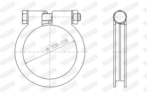 WALKER 81841 Clamp, exhaust system Ø of: 104mm, Ø up to: 108mm