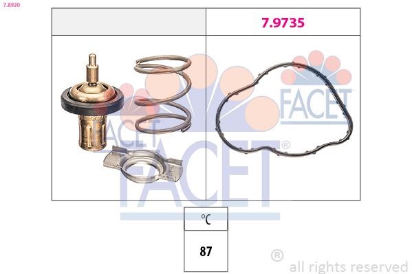7.8930 FACET Coolant thermostat MERCEDES-BENZ Opening Temperature: 83°C, Made in Italy - OE Equivalent