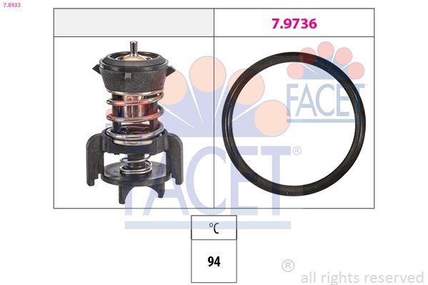 FACET 7.8933 Engine thermostat Opening Temperature: 94°C