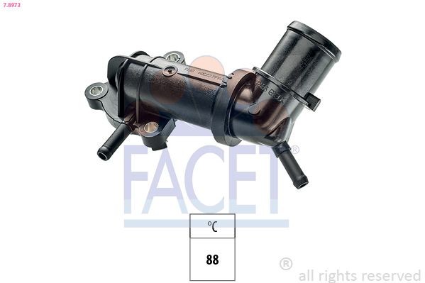 7.8973 FACET Coolant thermostat JEEP Opening Temperature: 88°C, Made in Italy - OE Equivalent, with seal