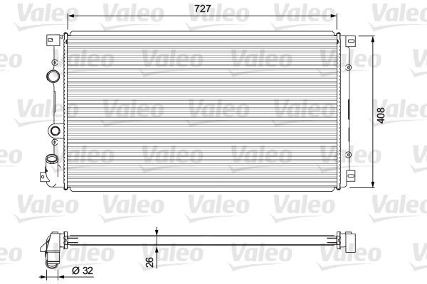 VALEO 701725 Engine radiator Aluminium, 727 x 408 x 26 mm
