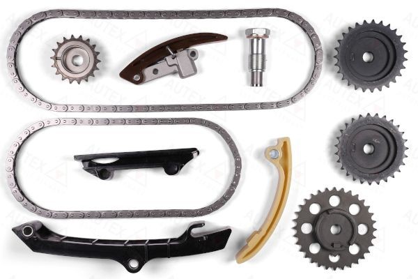 711165 AUTEX Timing chain set VW with camshaft gear, with intermediate shaft gear, with crankshaft gear, for camshaft, Simplex, Closed chain