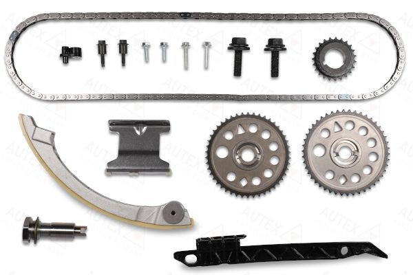 Timing chain set AUTEX with camshaft gear, with crankshaft gear, for camshaft, with screw set, Simplex, Closed chain - 711189
