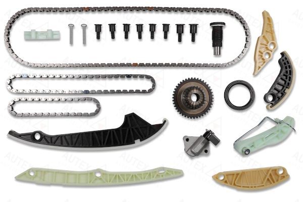 Timing chain kit AUTEX with crankshaft seal, for camshaft, with screw set, Silent Chain, Closed chain - 711314