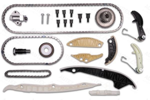 Cam chain kit AUTEX with crankshaft seal, for camshaft, with screw set, Silent Chain, Closed chain - 711412