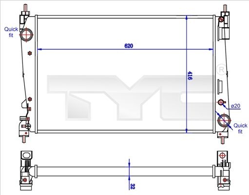TYC 7250042R Radiator FIAT Doblo II Box Body / Estate (263) 1.6 D Multijet 100 hp Diesel 2021 price
