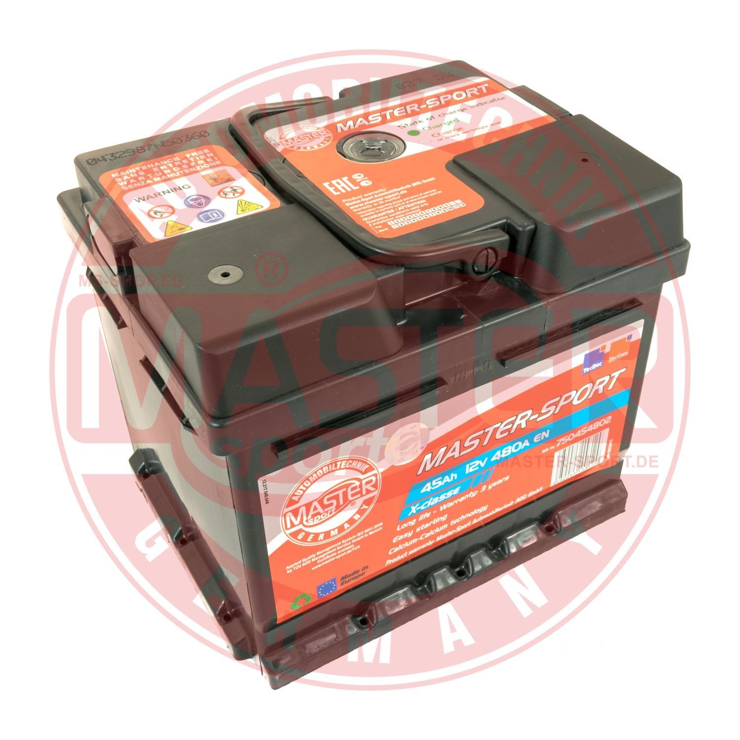 750454802 Accumulator battery HD750454802 MASTER-SPORT 12V 45Ah 480A B13 L1 Lead-acid battery