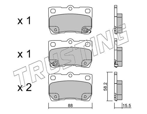 24323 TRUSTING with acoustic wear warning Thickness 1: 15,5mm Brake pads 777.0 buy