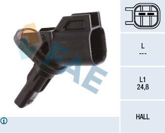 FAE 78180 ABS sensor without cable, Hall Sensor, 2-pin connector