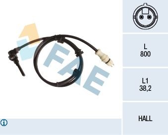 FAE 78242 ABS sensor Hall Sensor, 2-pin connector, 800mm
