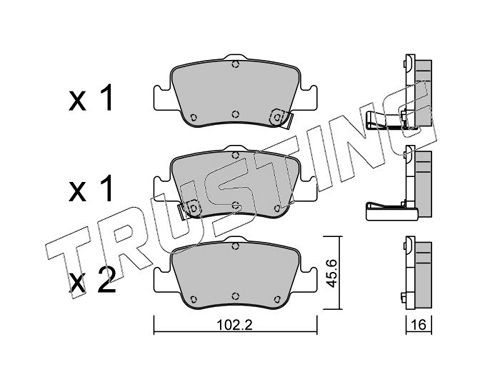 24664 TRUSTING with acoustic wear warning Thickness 1: 16,0mm Brake pads 812.0 buy
