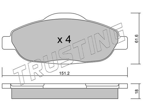 TRUSTING 820.0 Brake pad set excl. wear warning contact, not prepared for wear indicator