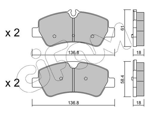 25603 CIFAM prepared for wear indicator Height 2: 58,4mm, Thickness 1: 18,0mm Brake pads 822-991-0 buy