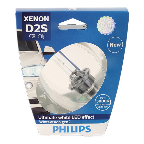 PHILIPS Xenon WhiteVision gen2 85122WHV2S1 Bulb, spotlight D2S 85V 35W P32d-2, 5000K, Xenon