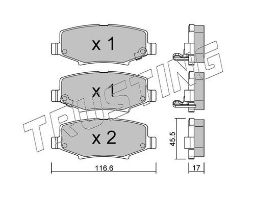 25655 TRUSTING with acoustic wear warning Thickness 1: 16,5mm Brake pads 880.1 buy
