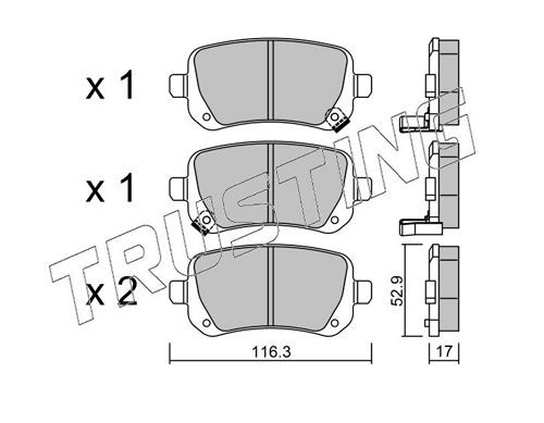 24822 TRUSTING with acoustic wear warning Thickness 1: 17,0mm Brake pads 881.0 buy