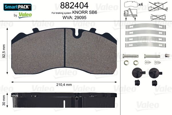 VALEO 882404 Brake pad set SMARTPACK, Front Axle, excl. wear warning contact, without bolts/screws