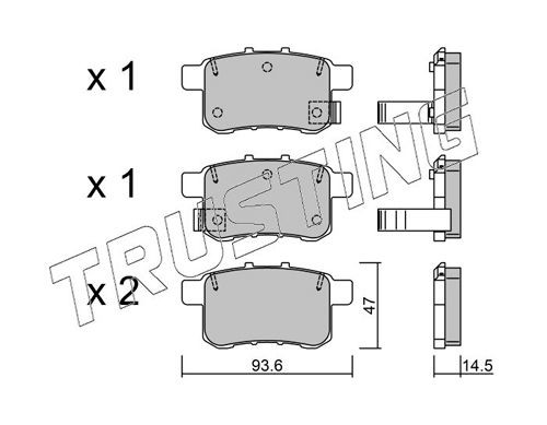 24435 TRUSTING with acoustic wear warning Thickness 1: 14,5mm Brake pads 885.0 buy