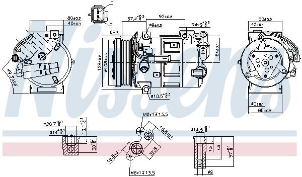 Air conditioning compressor NISSENS SD7C16, 12V, PAG 46, R 134a - 890210