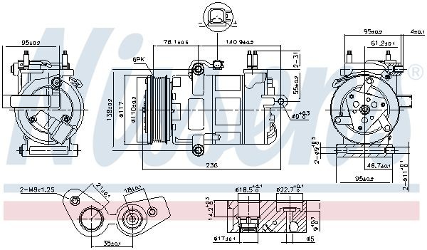 NISSENS 890217 Air conditioning compressor VS16, 12V, PAG 46, R 134a