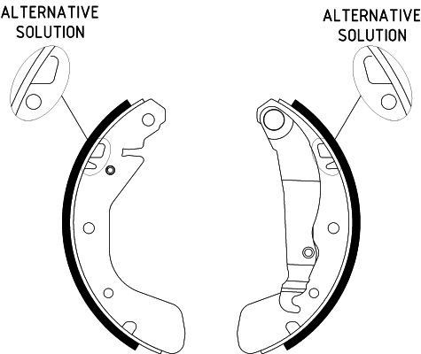 Drum brake shoe support pads HELLA 200 x 45 mm, with handbrake lever - 8DB 355 001-301