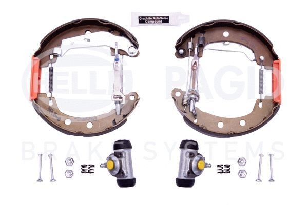 HELLA Shoe Kit Pro 8DB 355 004-261 Brake Set, drum brakes with wheel brake cylinder, with adjuster