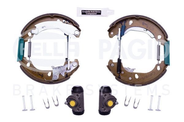 HELLA Shoe Kit Pro 8DB 355 004-891 Brake Set, drum brakes with wheel brake cylinder, with adjuster