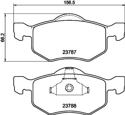 T1322 HELLA not prepared for wear indicator Height: 66,2mm, Width: 156,4mm, Thickness: 18,3mm Brake pads 8DB 355 010-141 buy